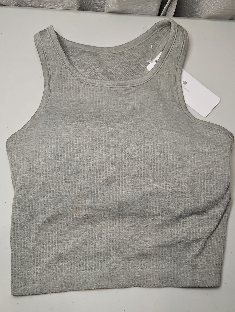 New Women's Medium CRZ YOGA Seamless Ribbed Racerback Tank Tops Green R836